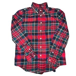 Ralph Lauren Shirt Boys M 10-12 Red Plaid Performance Button Down Preppy Holiday